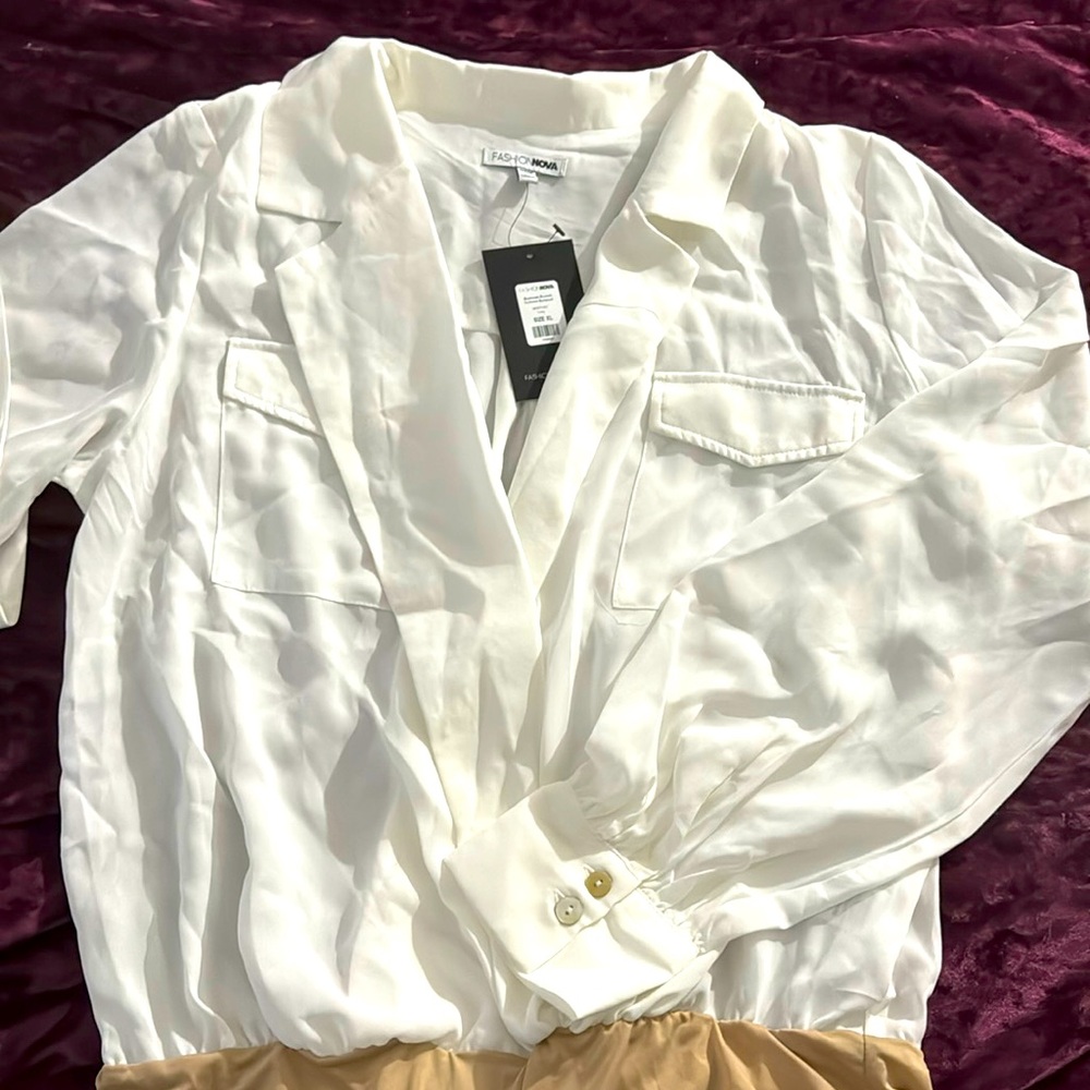 Fashion Nova Size XL - Collared Bodysuit NWT